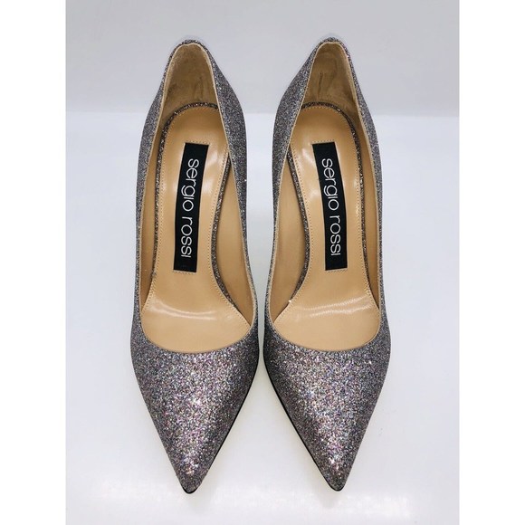 Sergio Rossi Women Godiva Pointed Toe Dress Pump Royal Degrade Silver EU 36 US 6 - Picture 3 of 11